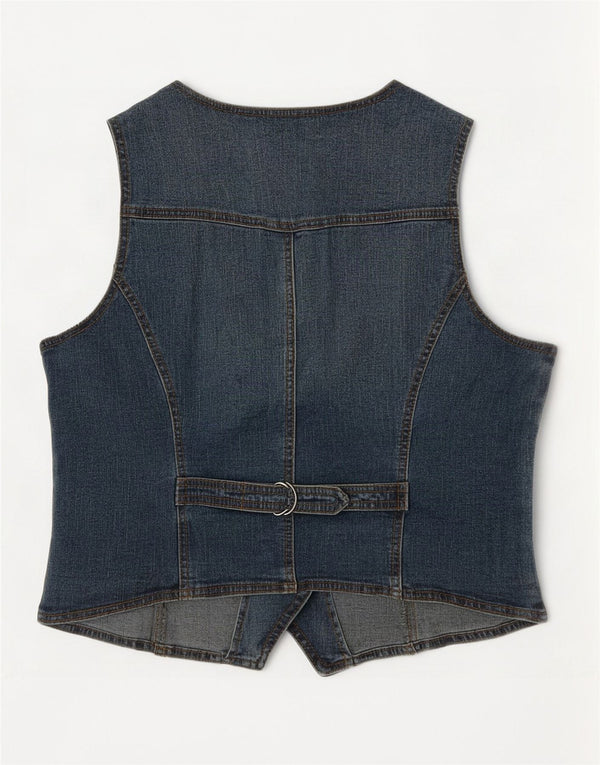 Colete jeans feminino vintage UE 42 grande algodão azul