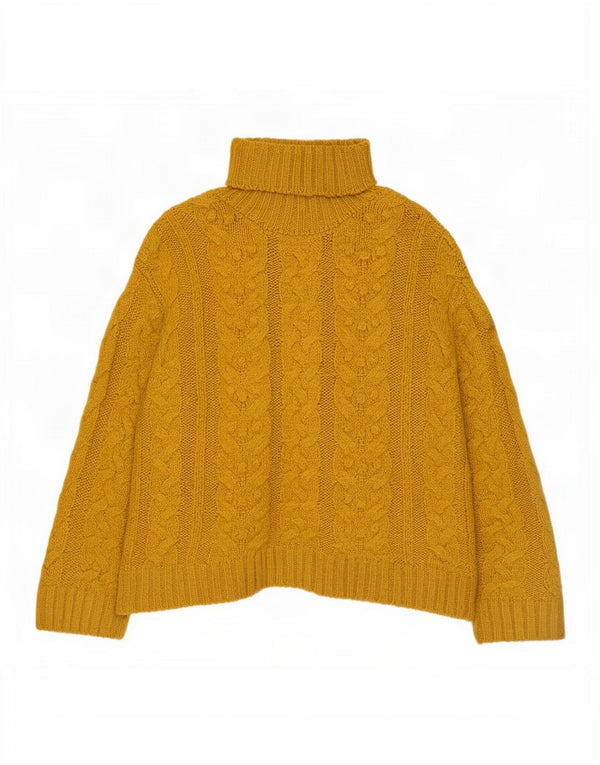 Zara Girls Roll Neck Jumper Sweater 11-12 Years Yellow Acrylic