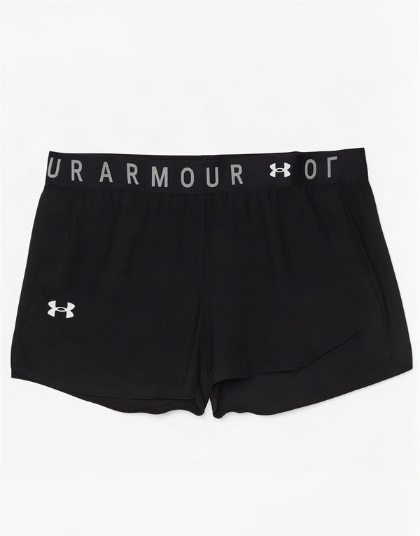 Shorts esportivos femininos Under Armour Heat Gear Graphic UK 8 pequenos pretos