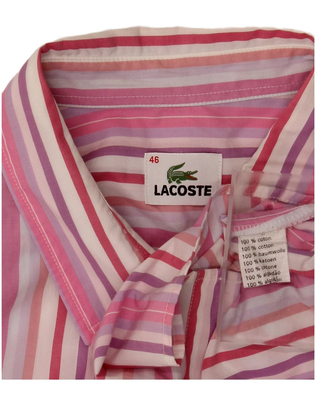 Lacoste camisa feminina manga 3/4 tamanho 46 XL algodão listrado multicolorido