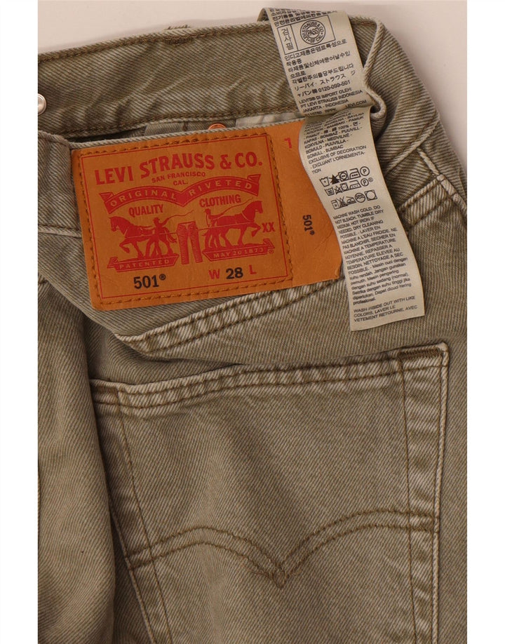 Shorts jeans masculino 501 da Levi's W28 pequeno algodão cáqui