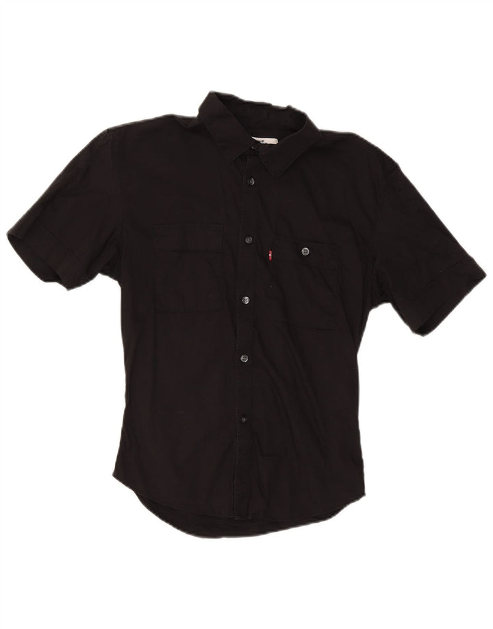 Camisa masculina Levi's de manga curta slim fit pequena de algodão preto