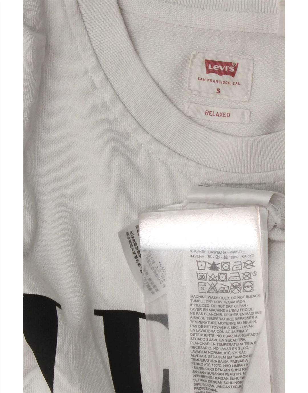 Levi's Mens Relaxed Graphic Moletom Jumper Pequeno Algodão Branco