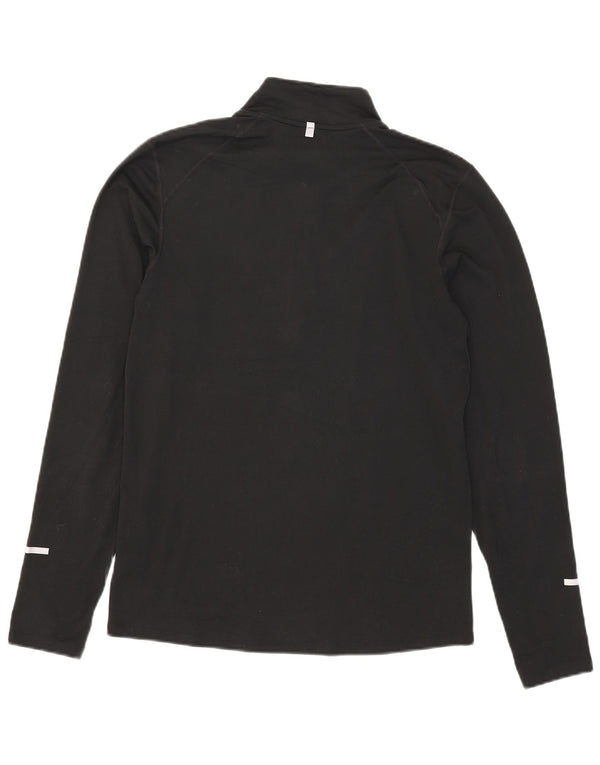 Pulôver masculino Nike Dri Fit com gola e zíper, top pequeno de poliéster preto