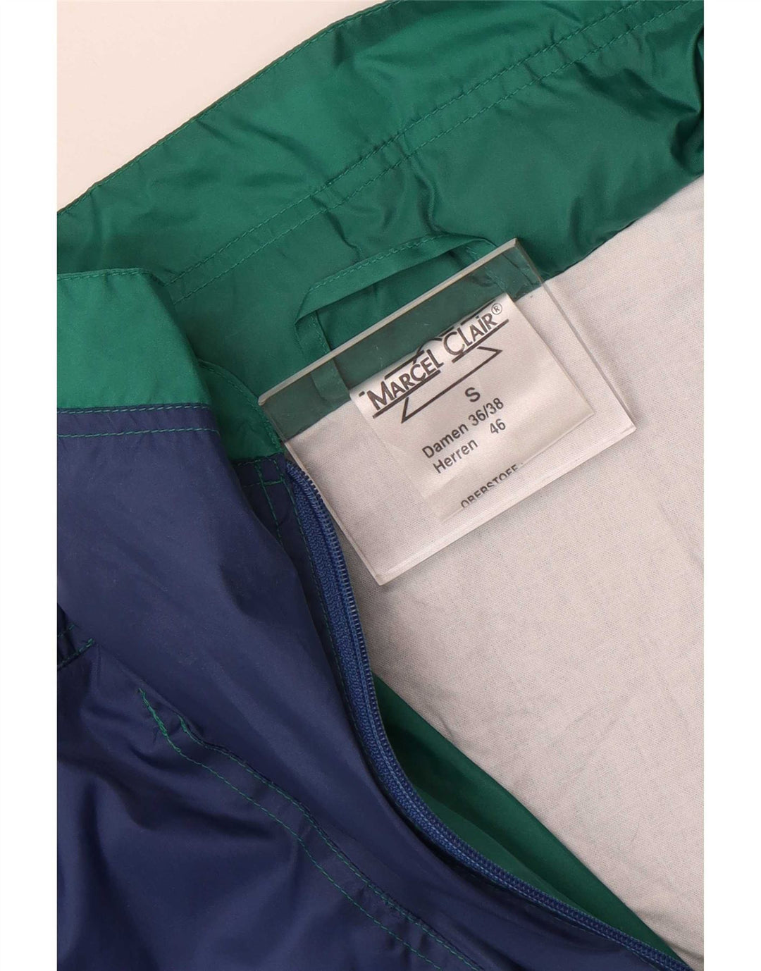 Jaqueta de chuva masculina Marcel Clair com capuz e ajuste solto EU 46 pequeno bloco azul