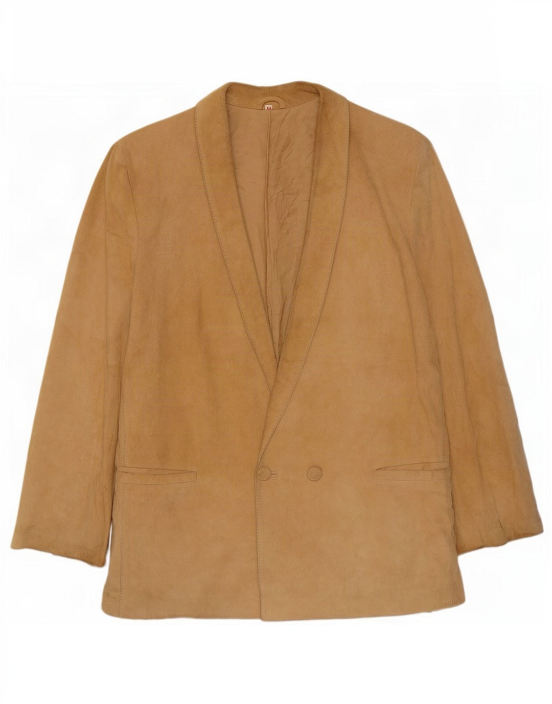 Jaqueta blazer feminina vintage de camurça com peito duplo IT 44 bege médio