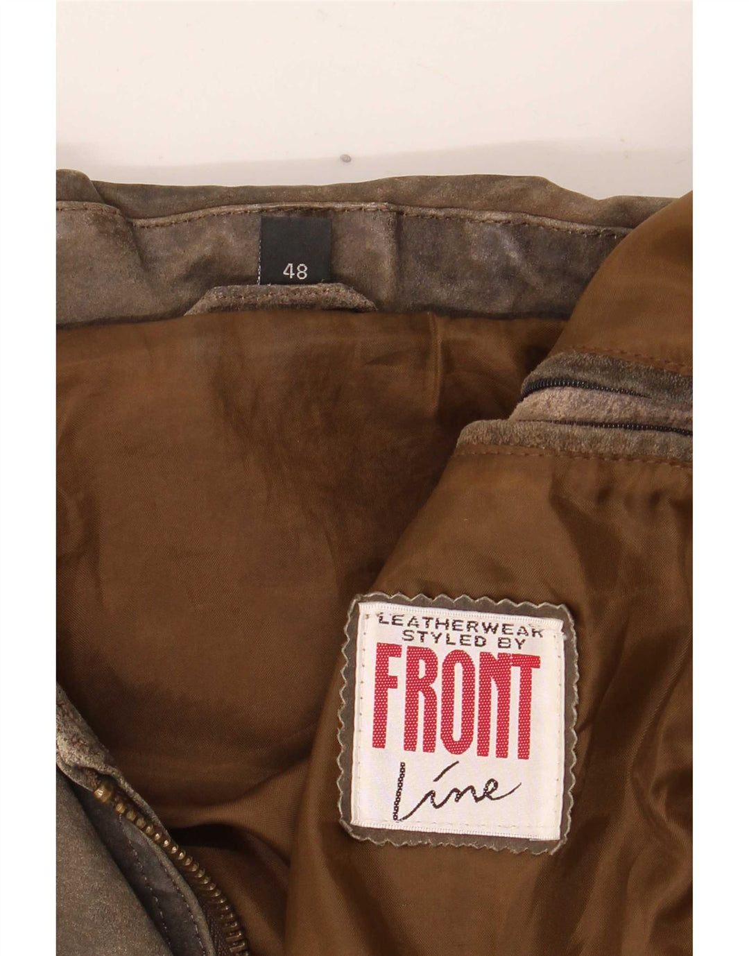Jaqueta de couro masculina Front Line IT 48 Médio Caqui