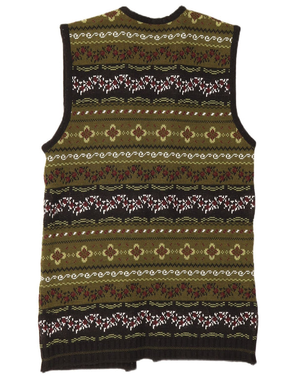 Suéter cardigã feminino vintage com palangre sem mangas Reino Unido 12 verde médio