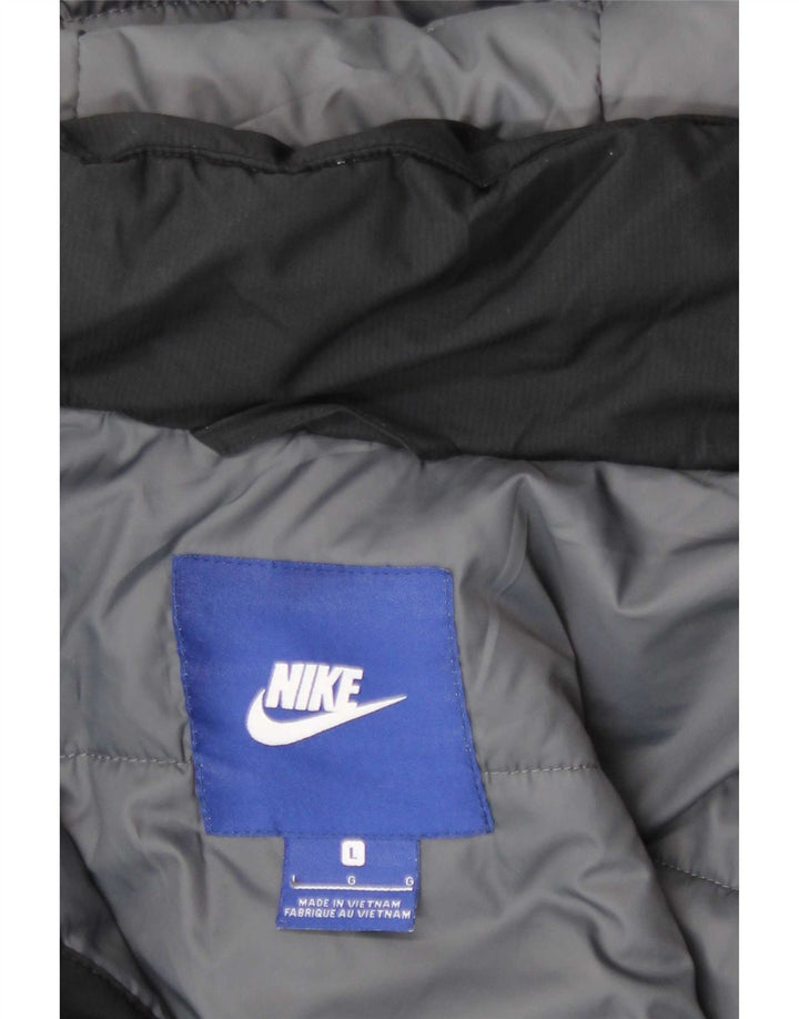 Jaqueta acolchoada com capuz masculina Nike UK 40 grande poliéster preto