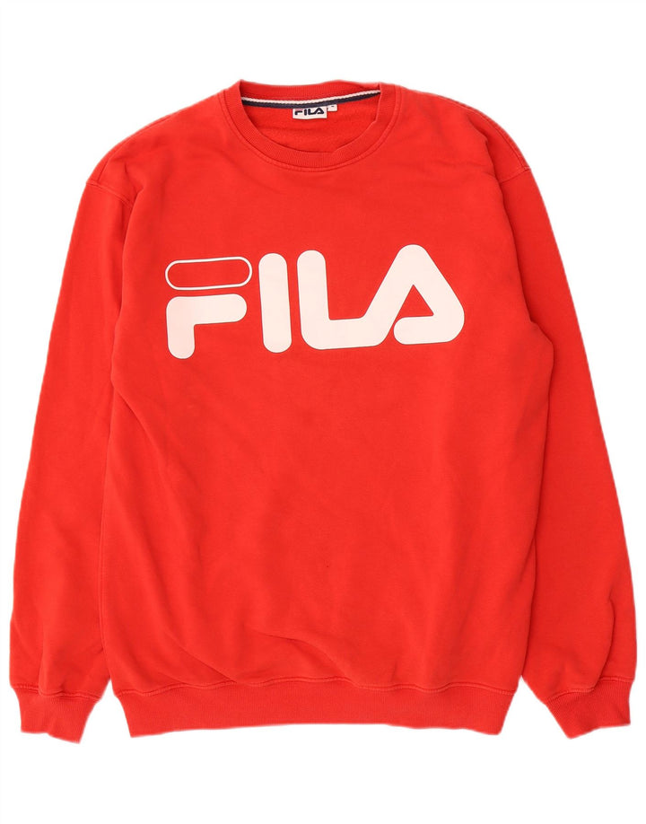 Fila Mens Graphic Moletom Jumper Médio Algodão Vermelho