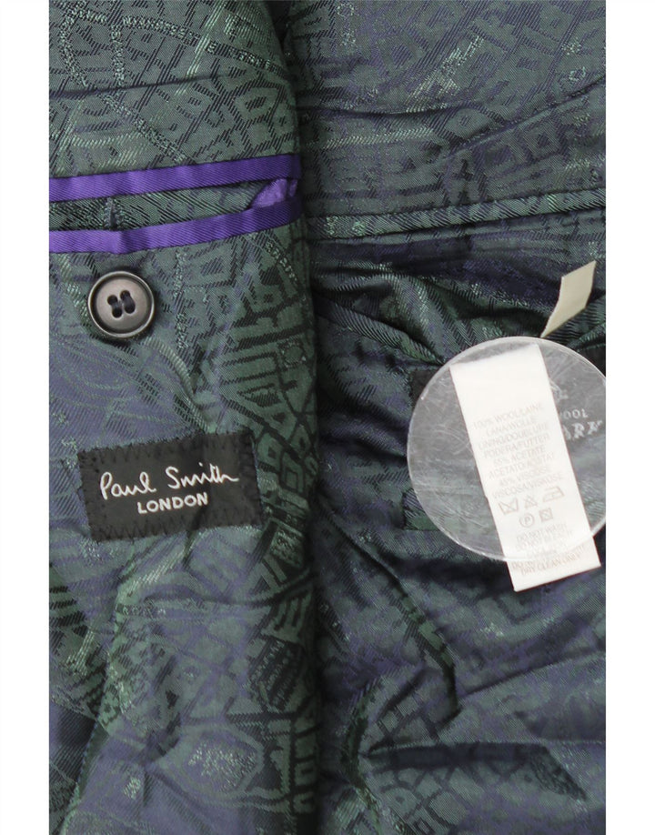 Jaqueta blazer masculina de 3 botões Paul Smith Reino Unido 40 grande lã de guingão azul marinho