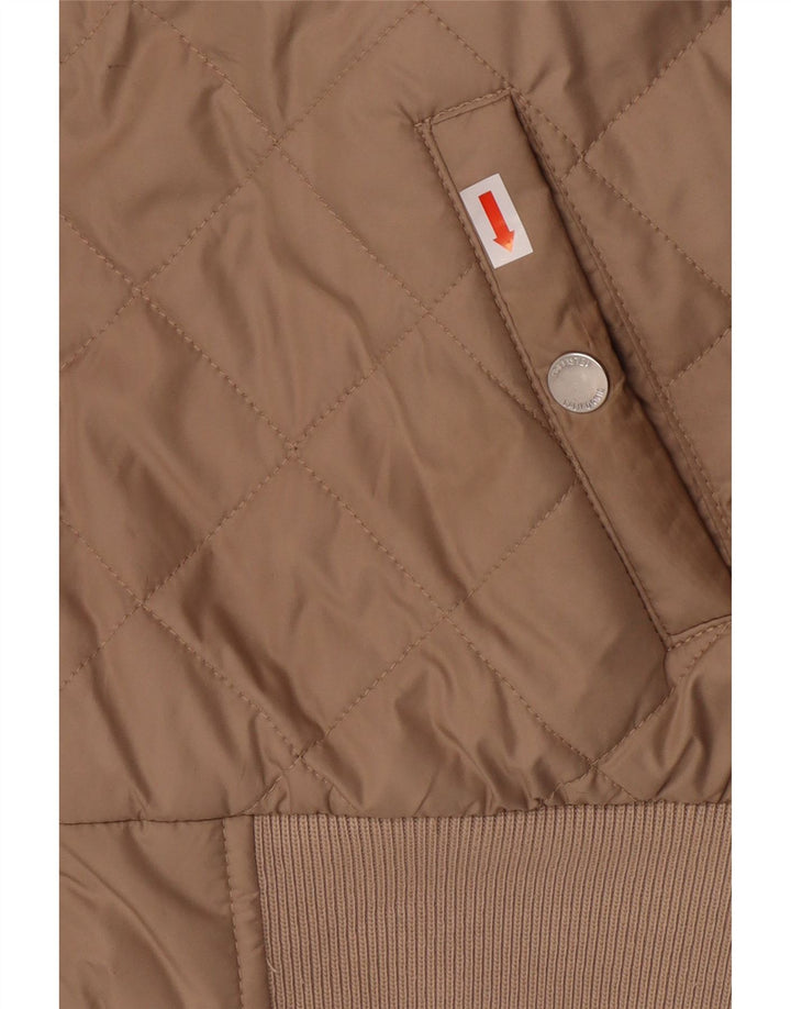 Jaqueta feminina acolchoada com capuz HOLLISTER UK 10 poliéster bege pequeno