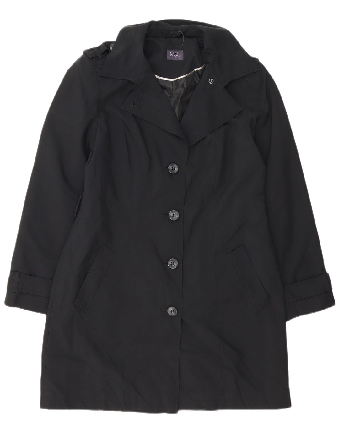Casaco impermeável feminino Marks & Spencer Reino Unido 14 grande poliéster preto
