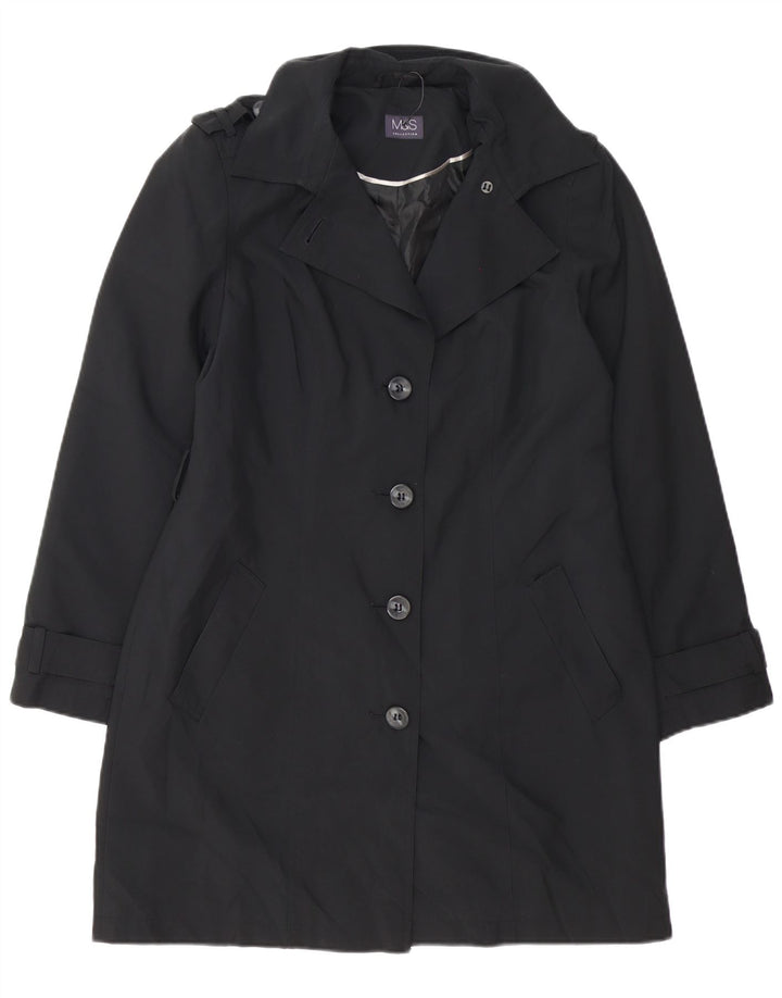 Casaco impermeável feminino Marks & Spencer Reino Unido 14 grande poliéster preto