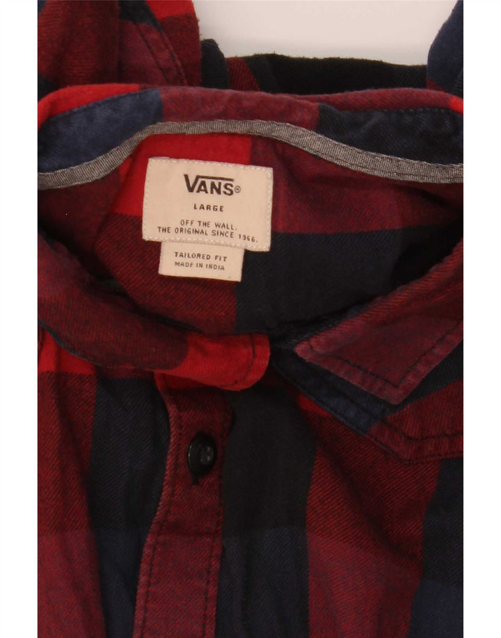 Vans Mens Tailored Fit Tailored Fit camisa de flanela grande xadrez vermelho