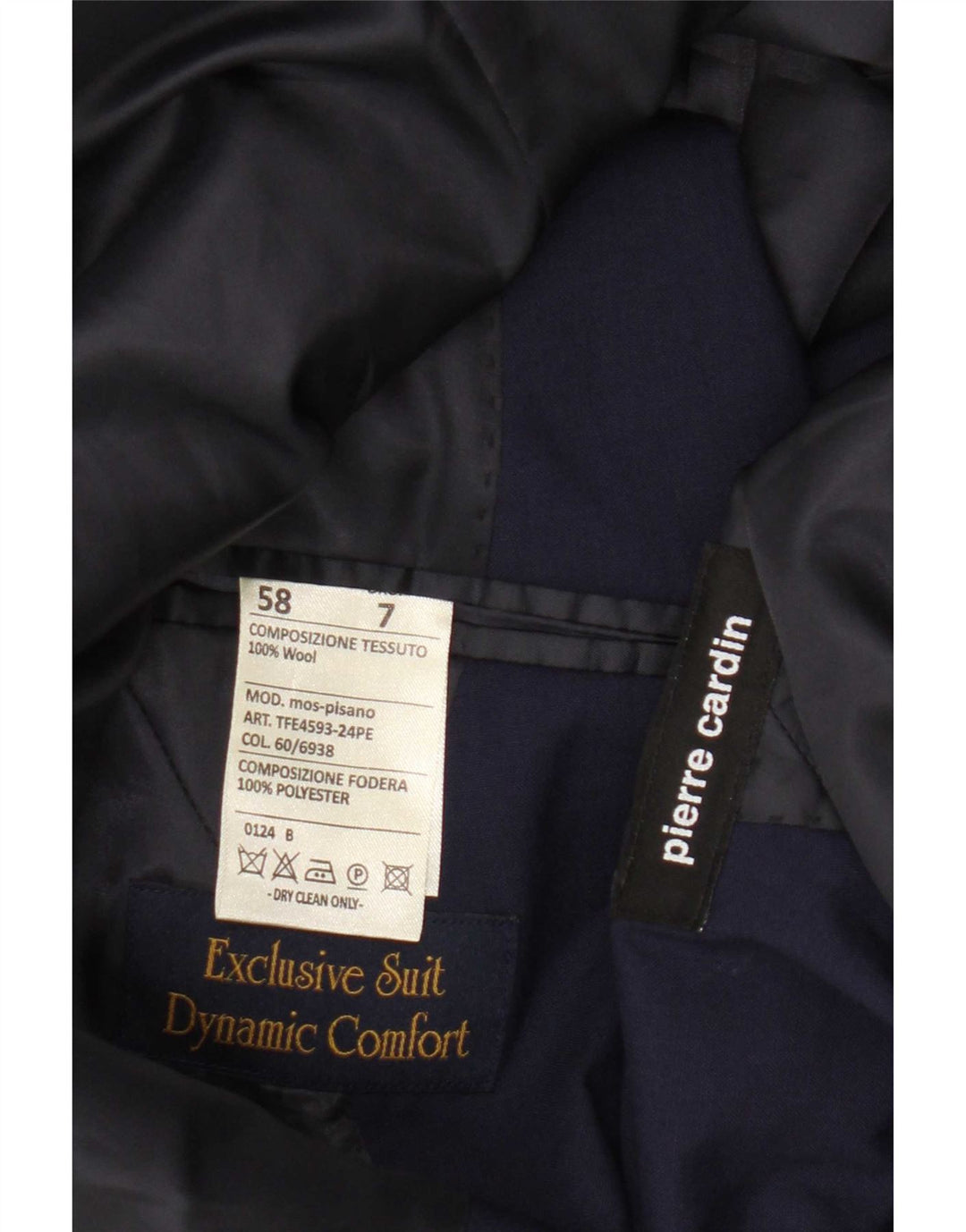 Jaqueta blazer masculina Pierre Cardin com 2 botões Reino Unido 40 grande lã azul marinho