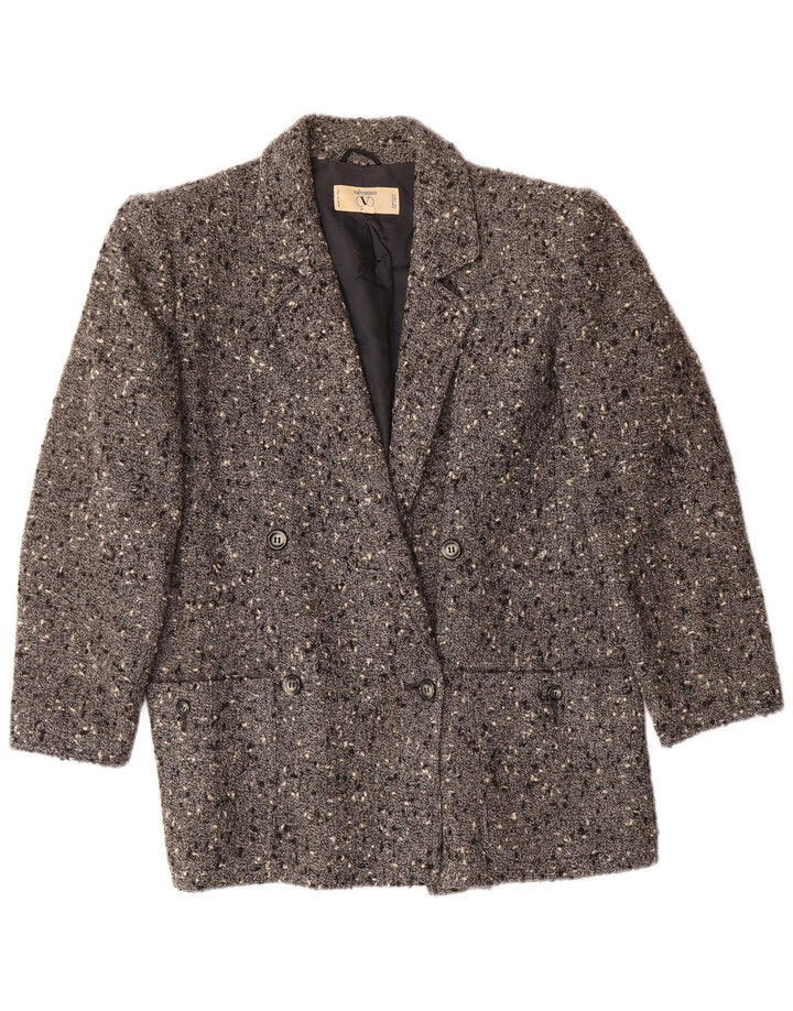 Jaqueta blazer feminina VALENTINO com peito duplo IT 44 cinza médio manchado