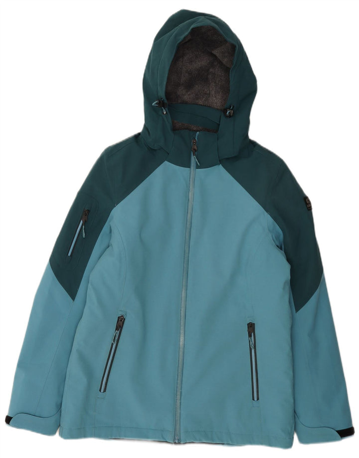 Jaqueta corta-vento feminina Killtec com capuz EU 38 bloco colorido azul médio