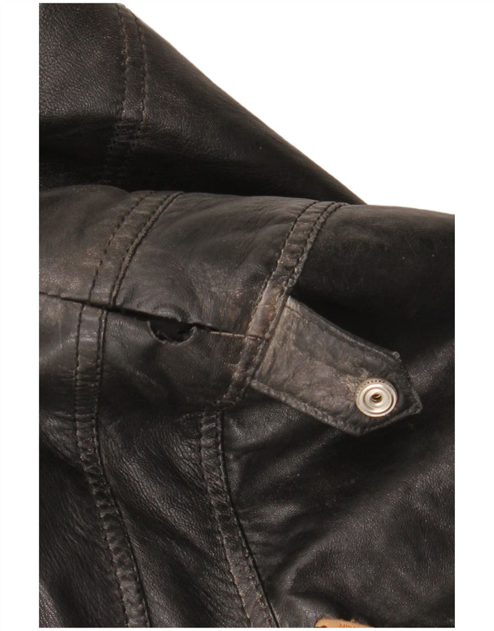 Jaqueta de couro masculina vintage UK 42 XL couro preto
