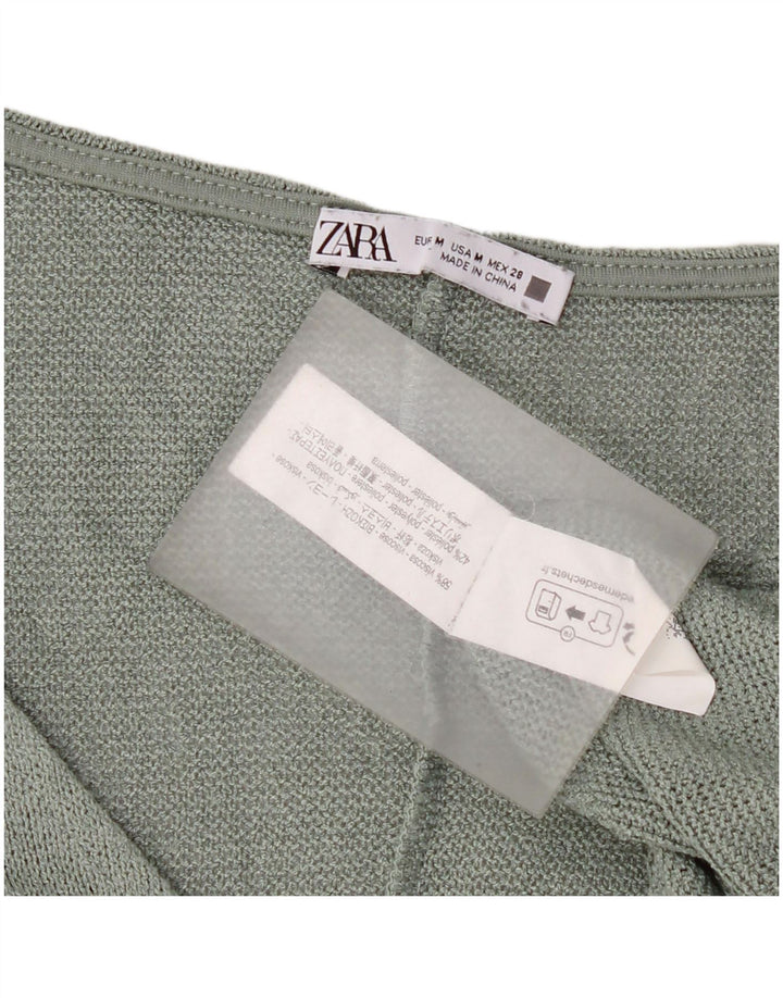 Zara Womens Crop Oversized Knit Crop Top Reino Unido 14 Médio Verde Viscose