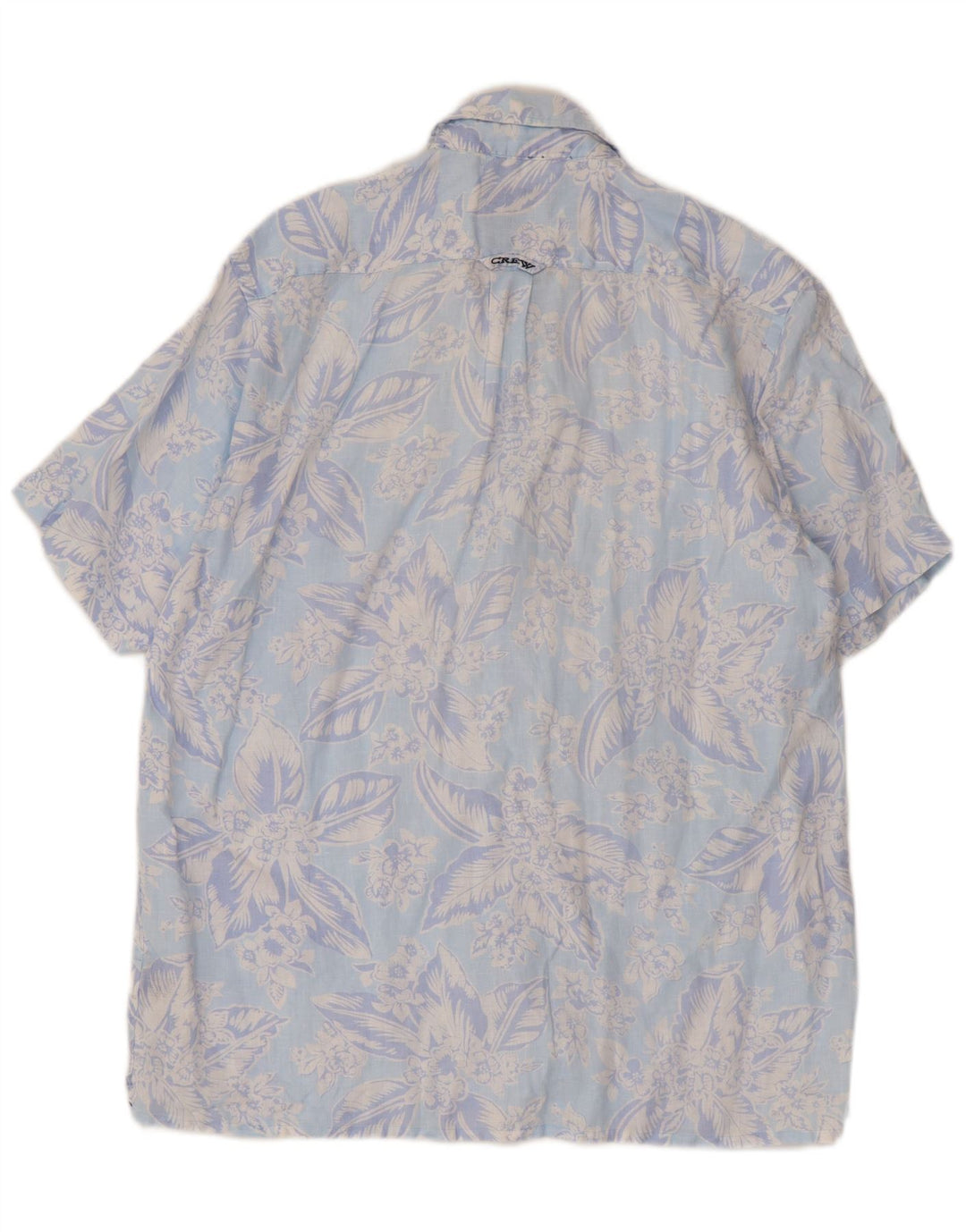 Camisa masculina de manga curta Crew Clothing linho floral azul médio