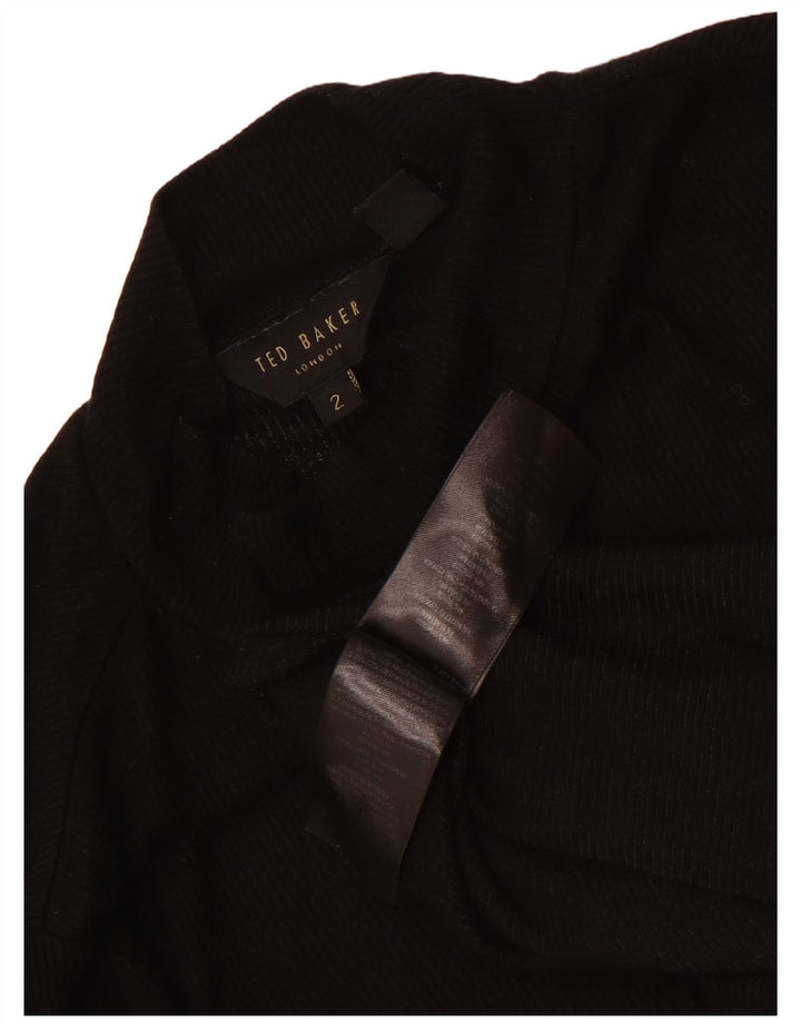 Top feminino Ted Baker manga comprida tamanho 2 viscose preta pequena
