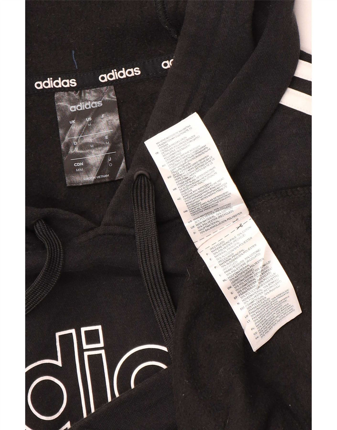 Adidas masculino gráfico moletom com capuz médio algodão preto