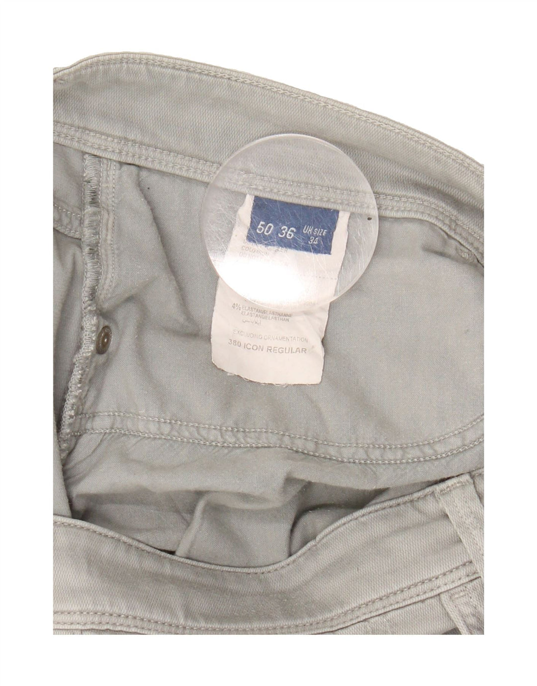 TRUSSARDI Mens Straight Casual Trousers W34 L33 Grey Cotton Vintage Trussardi and Second-Hand Trussardi from Messina Hembry 