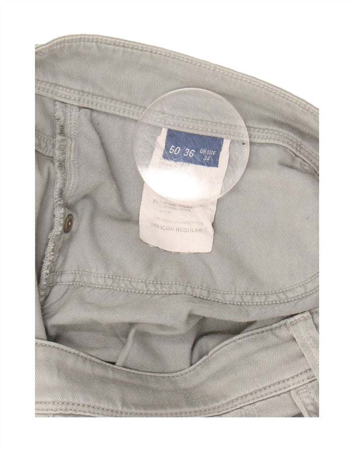 TRUSSARDI Mens Straight Casual Trousers W34 L33 Grey Cotton Vintage Trussardi and Second-Hand Trussardi from Messina Hembry 