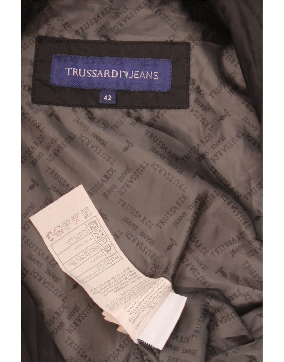 Jaqueta acolchoada feminina Trussardi Jeans IT 42 poliéster preto médio