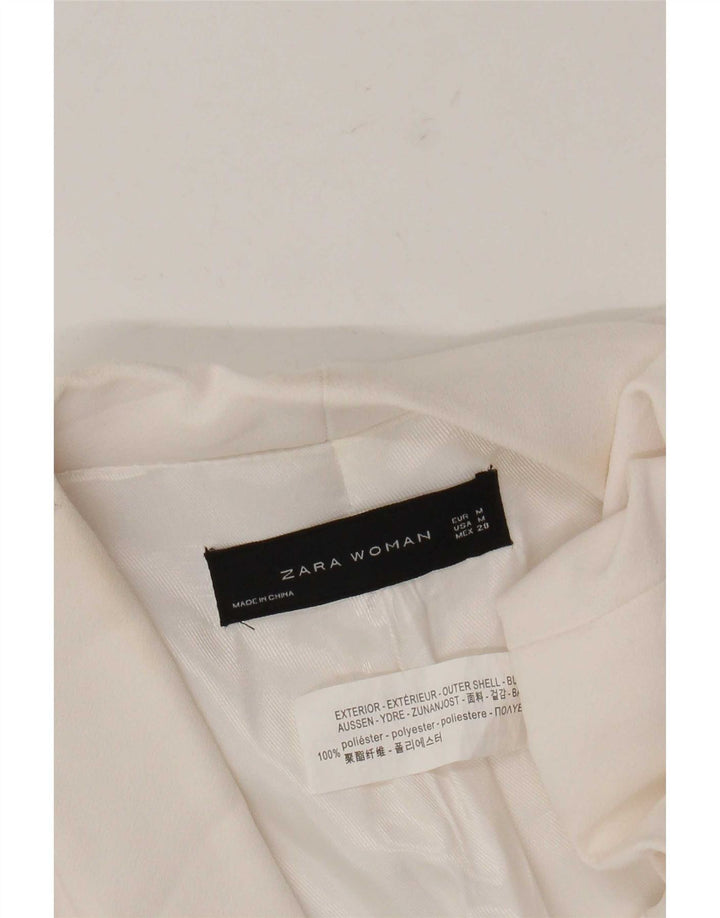 Zara Jaqueta Blazer Feminina Manga 3/4 Aberta UK 14 Médio Poliéster Branco