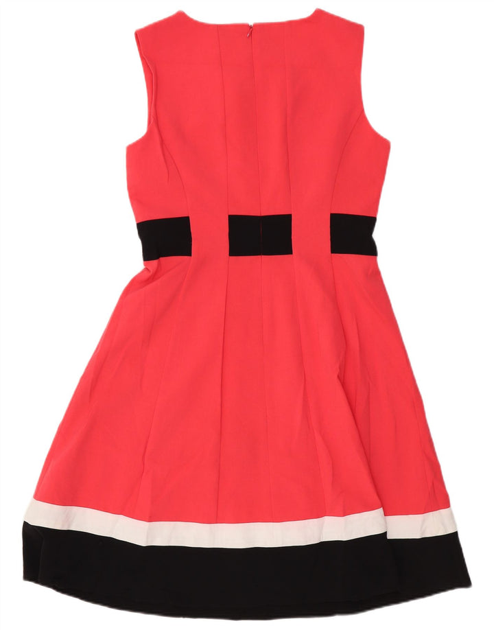 Vestido feminino Calvin Klein sem mangas evasê US 6 médio vermelho colorblock