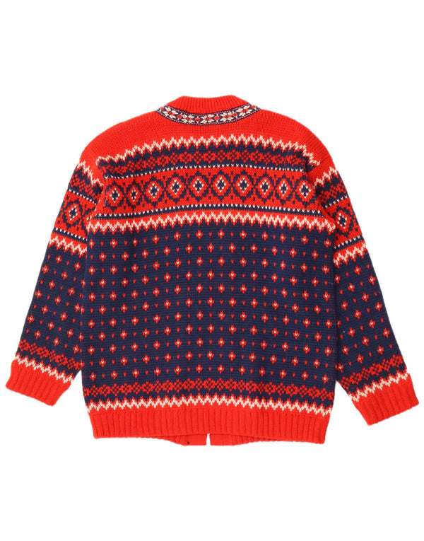 Suéter cardigã masculino Fjord EU 54 XL vermelho Fair Isle lã