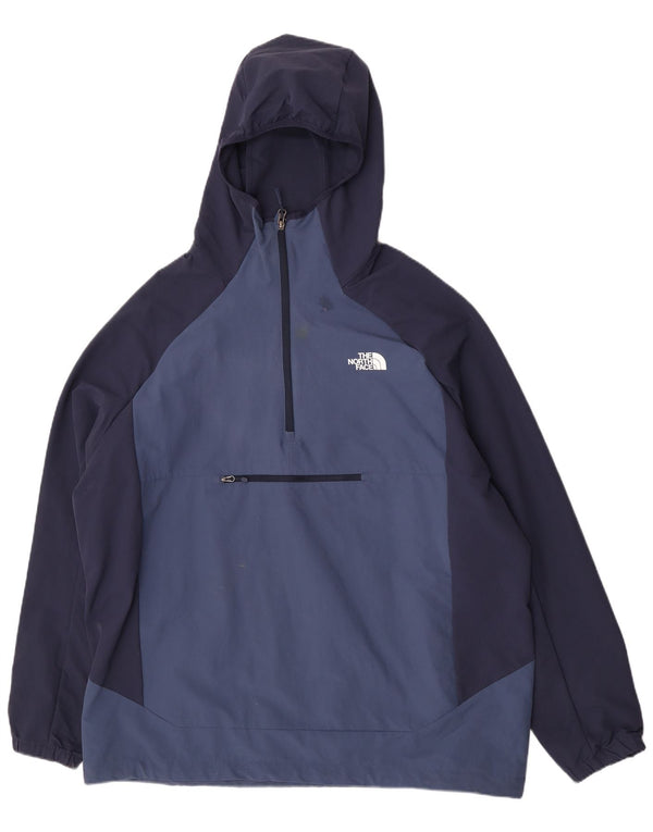 The North Face Mens Hooded Pullover Rain Jacket UK 44 2XL Blue Colourblock