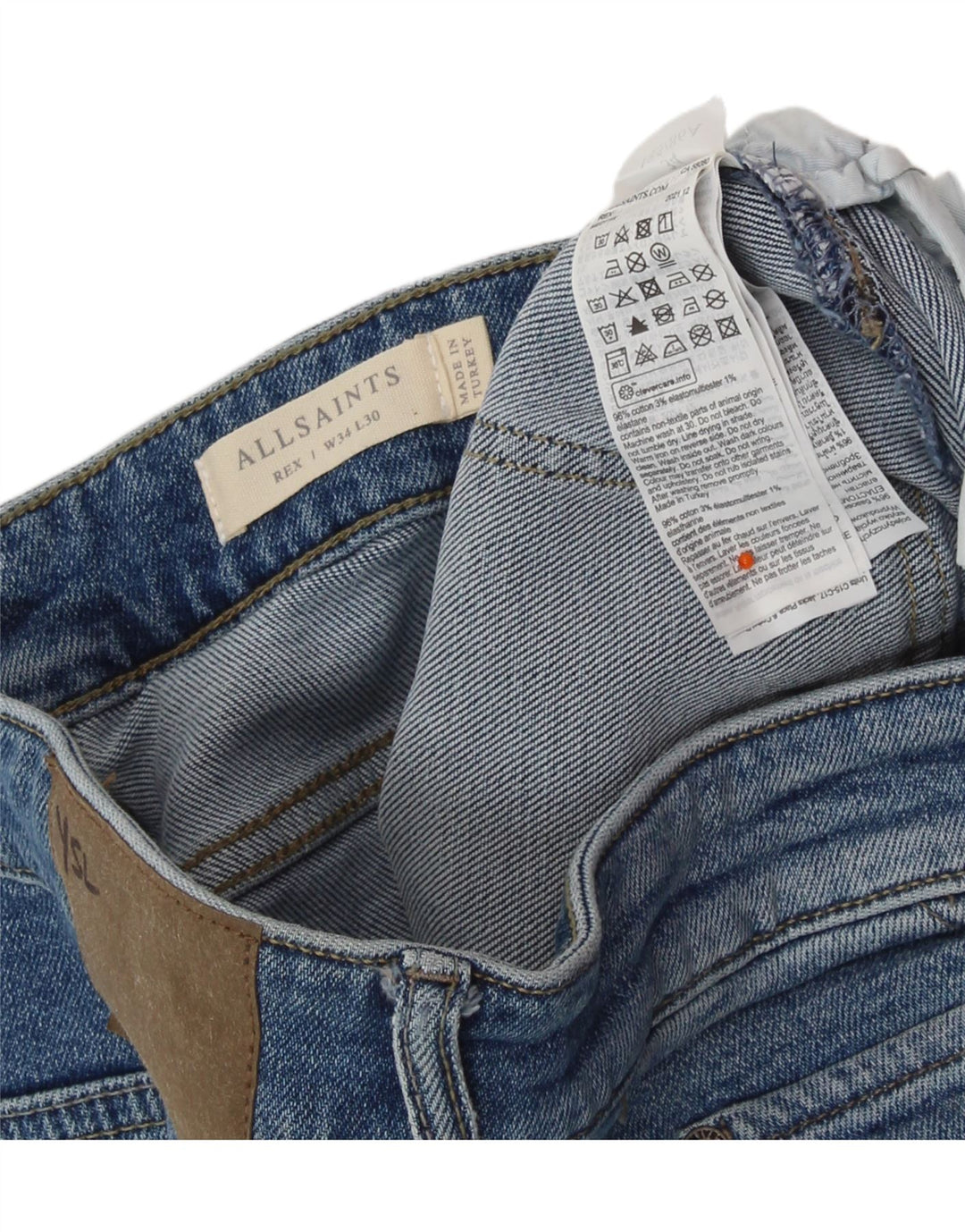 ALL SAINTS Jeans Slim Masculino W34 L30 Azul Algodão