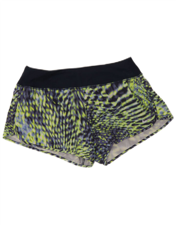 NIKE Womens Dri Fit Abstract Pattern Sport Shorts Reino Unido 14 Médio Azul Marinho