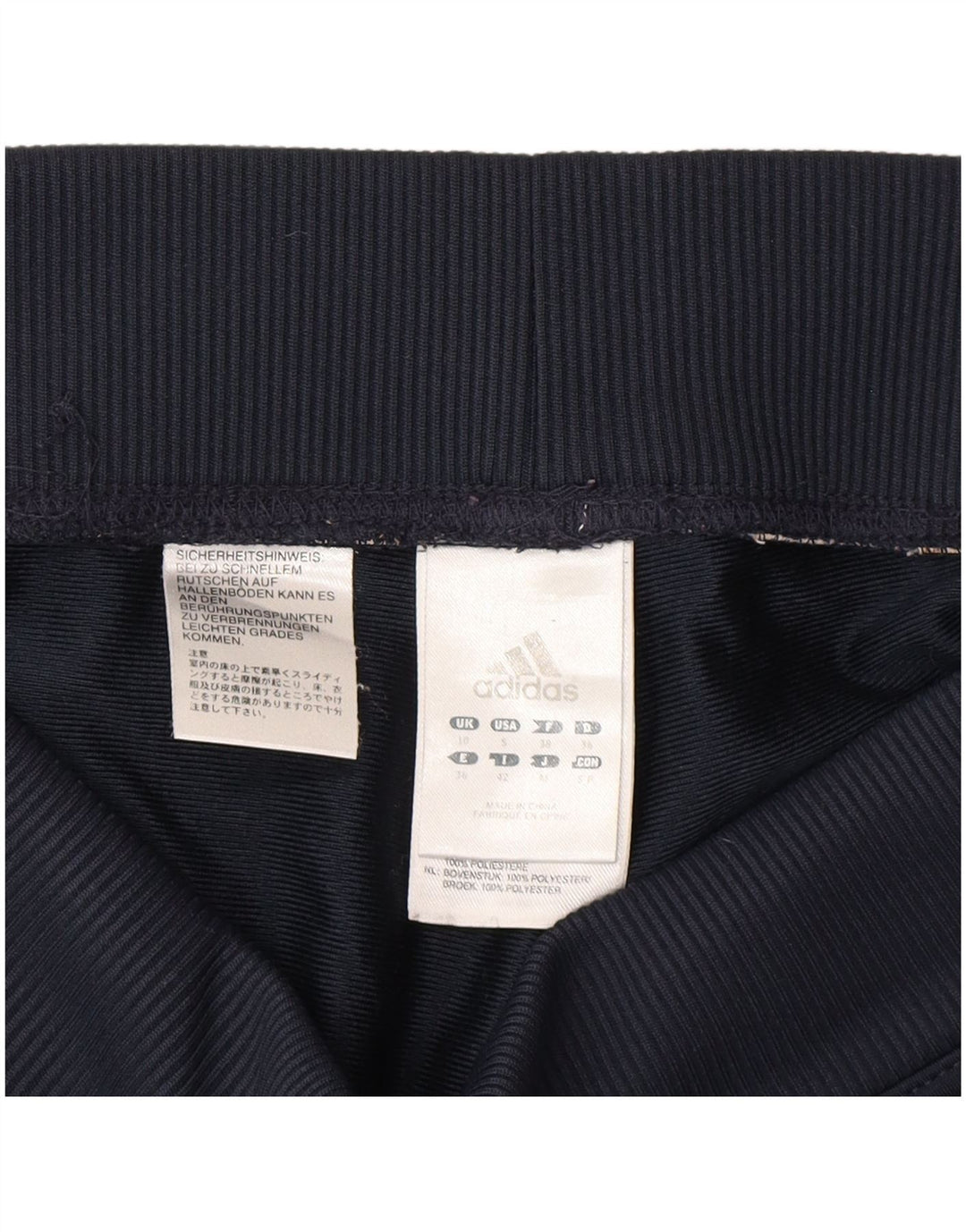 Calça de treino feminina Adidas UK 10 pequena azul marinho poliéster