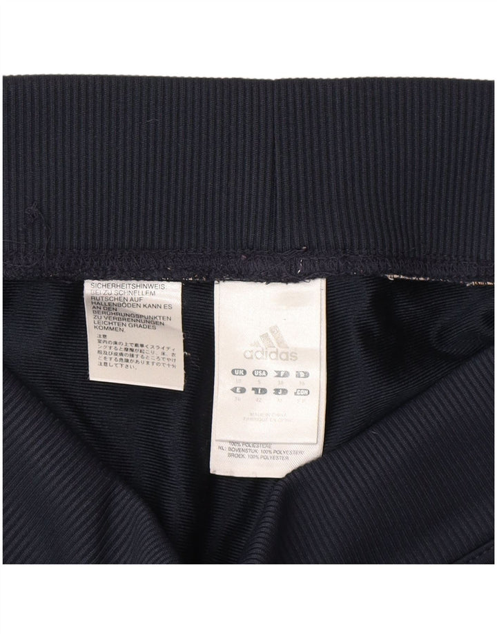 Calça de treino feminina Adidas UK 10 pequena azul marinho poliéster