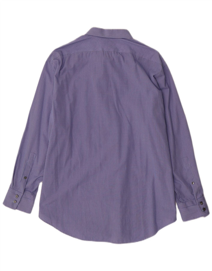 Camisa masculina CALVIN KLEIN Slim Fit tamanho 17 1/2 XL algodão xadrez azul