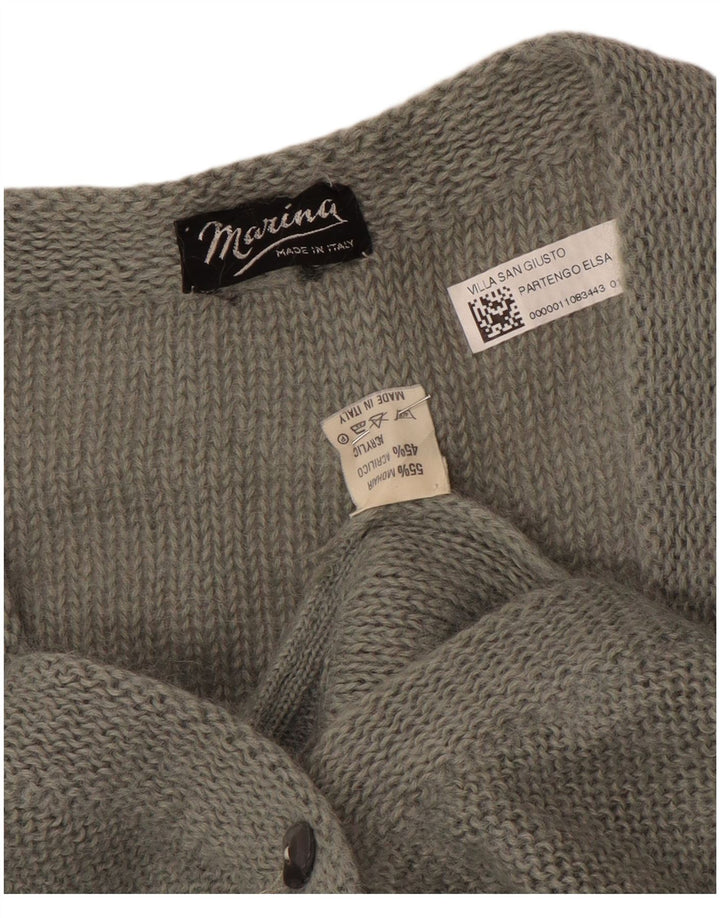 Suéter Cardigan Feminino Vintage Reino Unido 18 XL Cinza Mohair