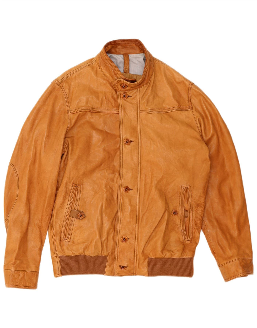 Jaqueta de couro masculina Massimo Dutti Reino Unido 40 grande couro marrom