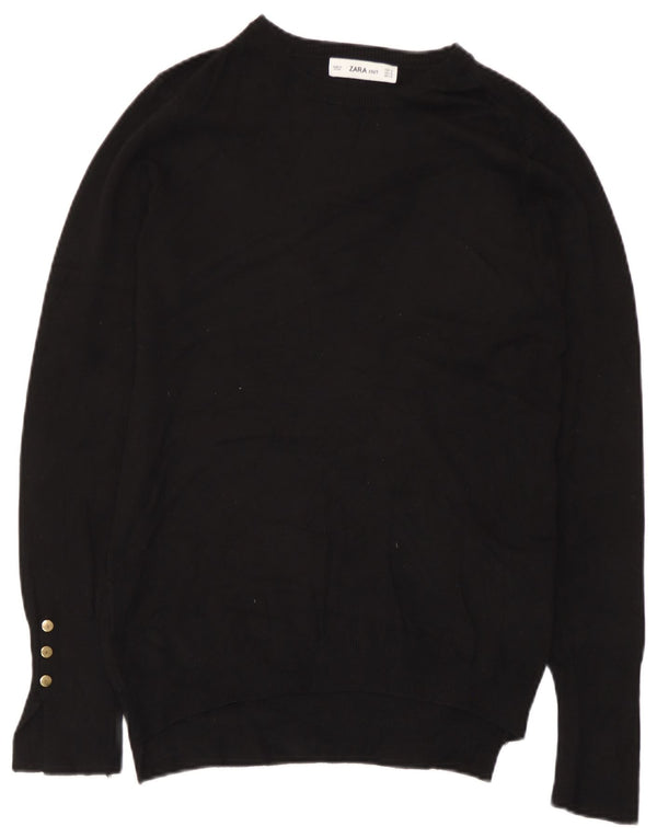 Suéter Zara feminino com gola canoa UK 12 médio preto
