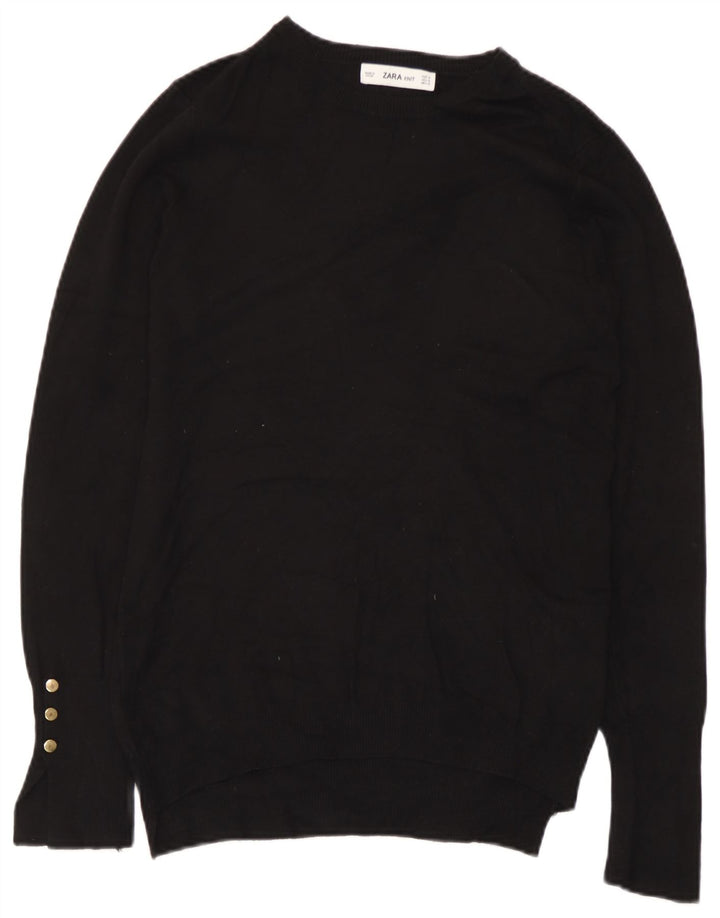 Suéter Zara feminino com gola canoa UK 12 médio preto