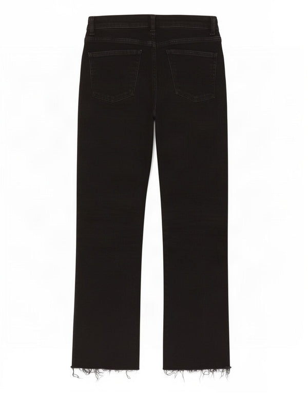 Zara Calça Jeans Feminina Crop Straight EU 38 Pequeno W28 Preto