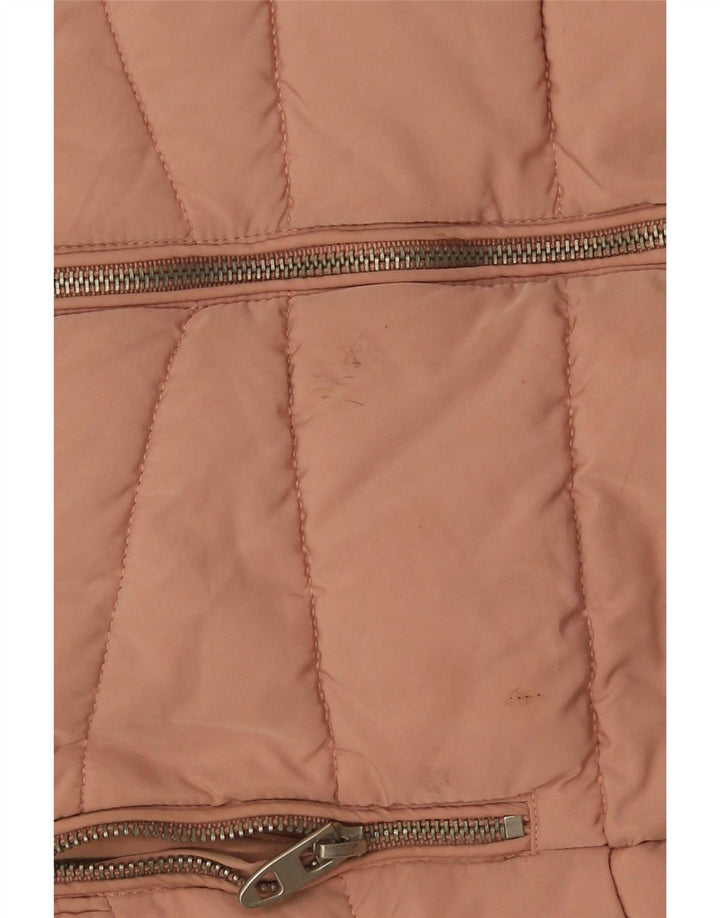 Jaqueta acolchoada feminina Zara UK 12 poliéster rosa médio