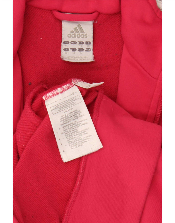 Adidas Womens Tracksuit Top Jacket UK 12 Médio Rosa Poliéster