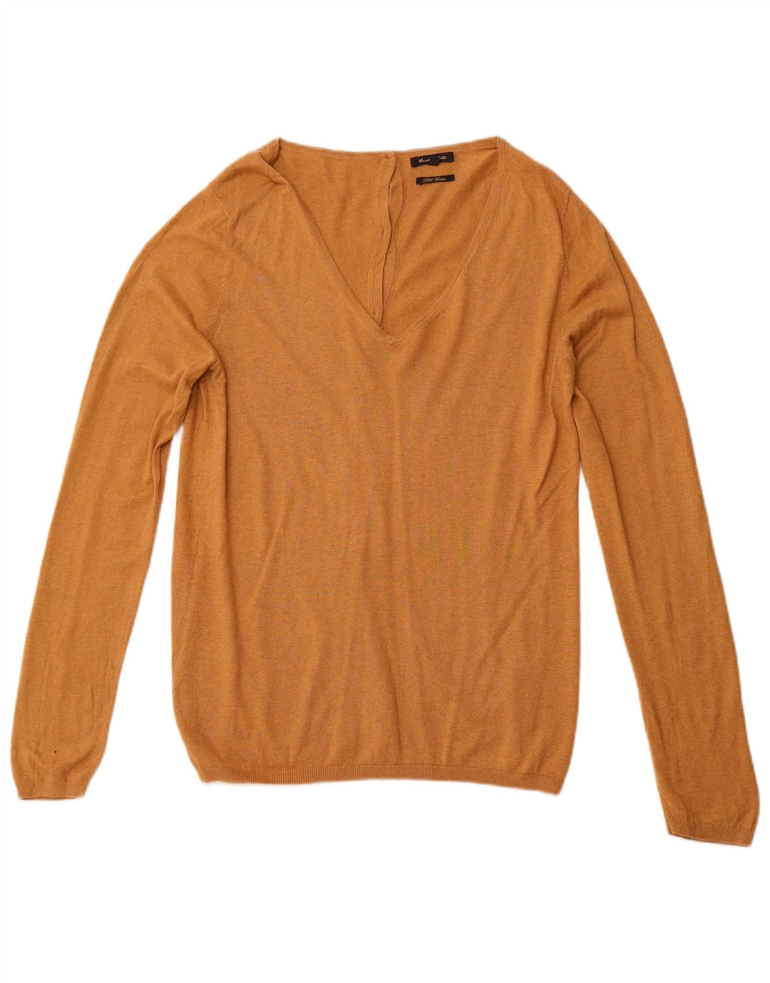 Suéter feminino MASSIMO DUTTI com decote em V Reino Unido 14 grande algodão marrom