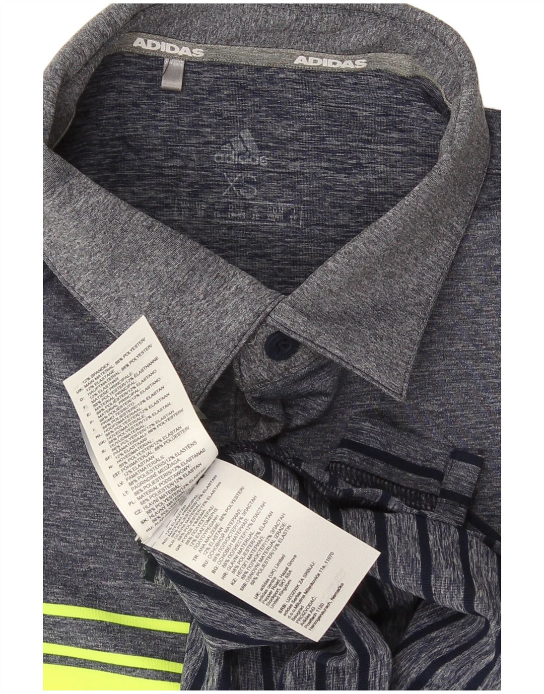 Camisa polo masculina Adidas XS azul marinho listrada de poliéster