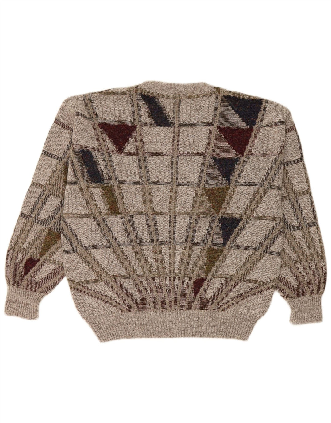 Suéter masculino Frank Alexs com gola redonda IT 50 lã geométrica cinza médio