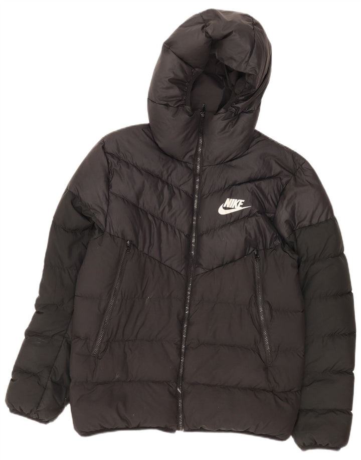 Jaqueta acolchoada com capuz masculina Nike UK 38 poliéster preto médio